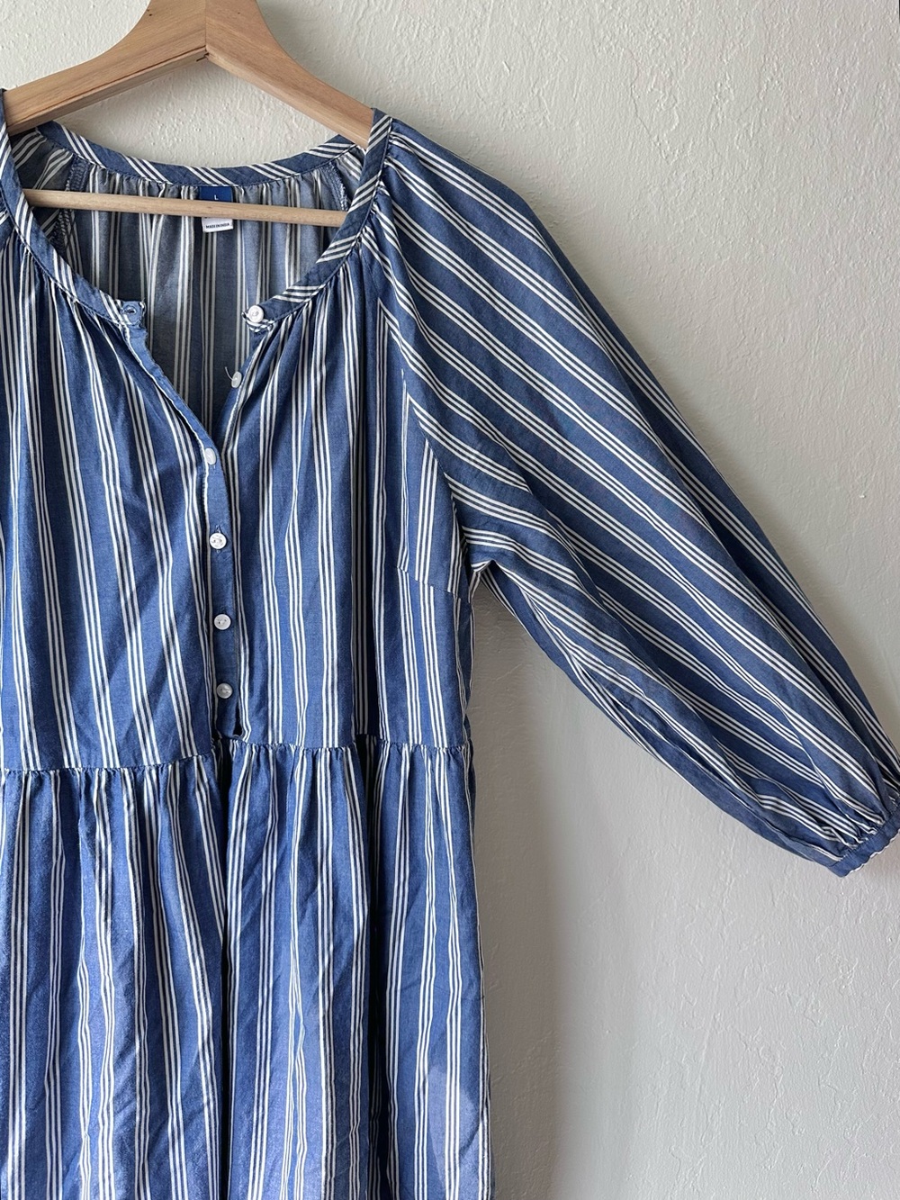 Old navy blue & white striped all day maxi dress women’s large coastal grandma - Picture 5 of 9